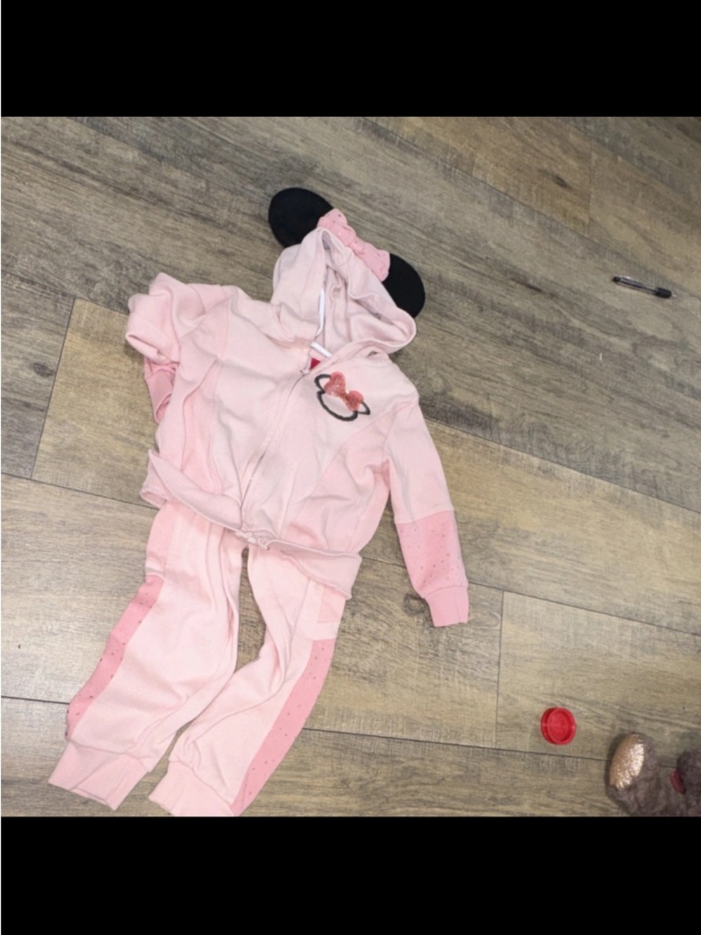 Disney Pink Minnie Mouse Girls Matching Hoodie and Joggers Set